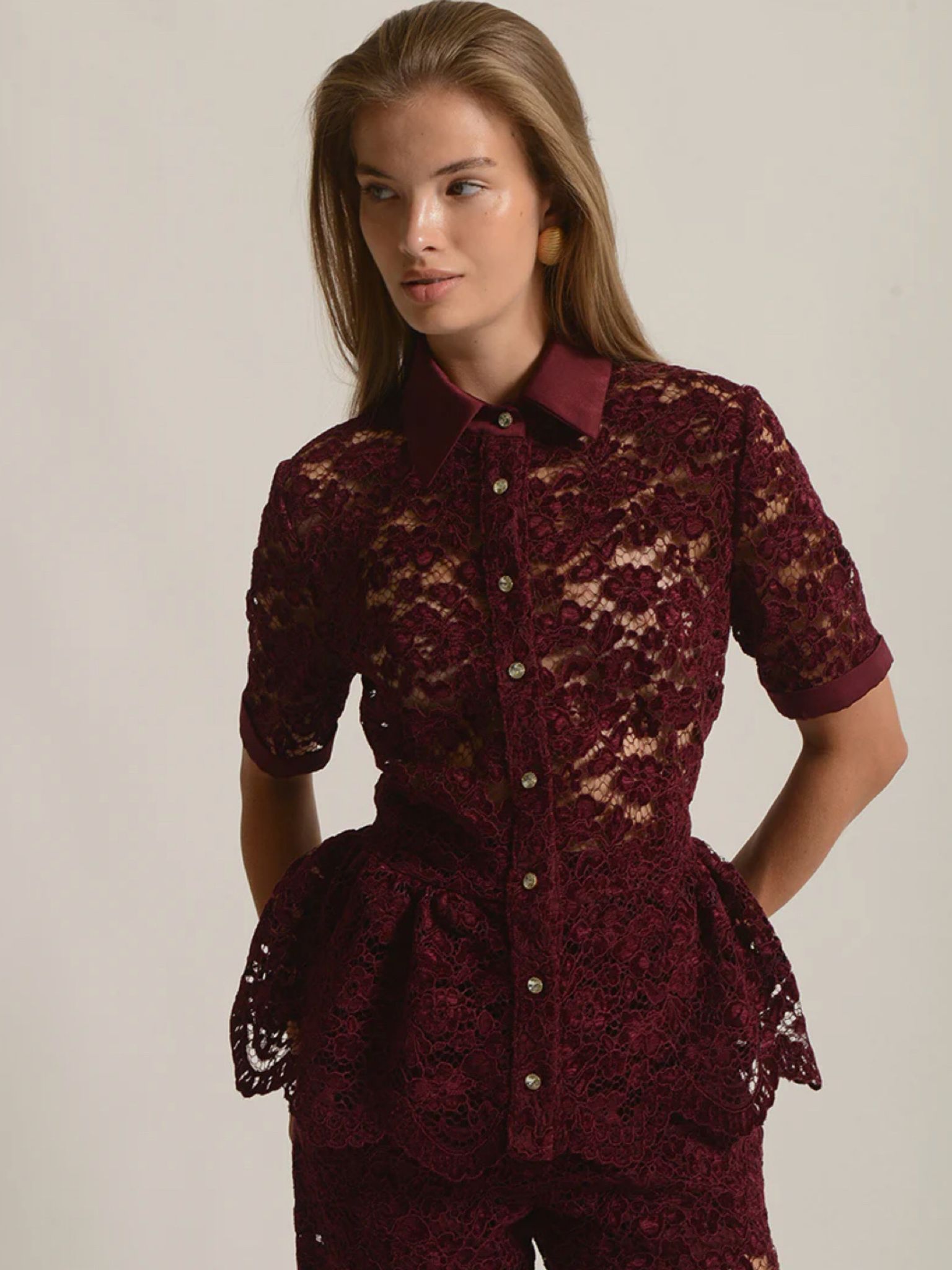 e shop (15) Παντελόνι Rosie μπορντώ - Image 1