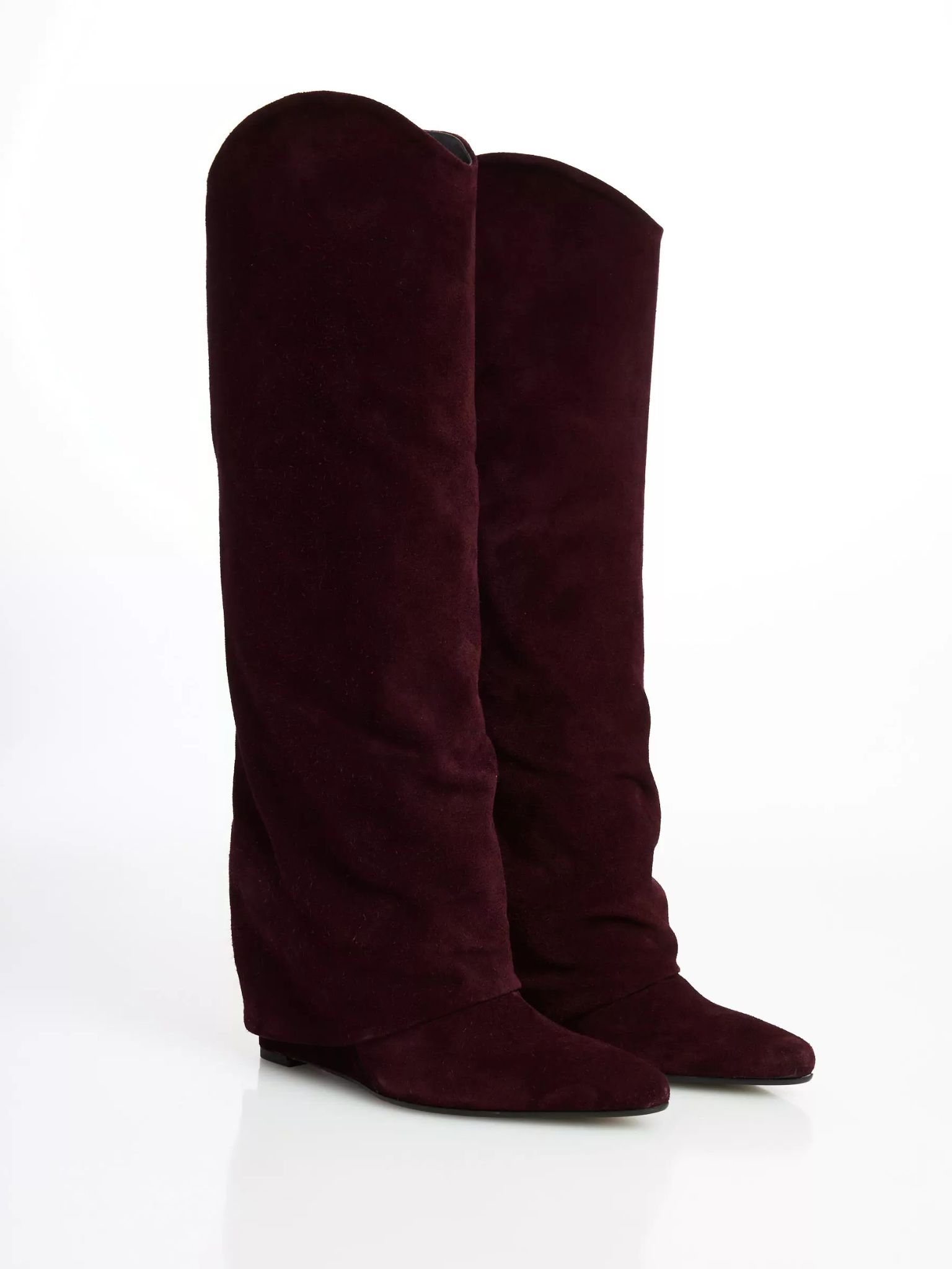12 Σουέντ Μπότες μπορντώ με ενιαίο τακούνι - Image 1
