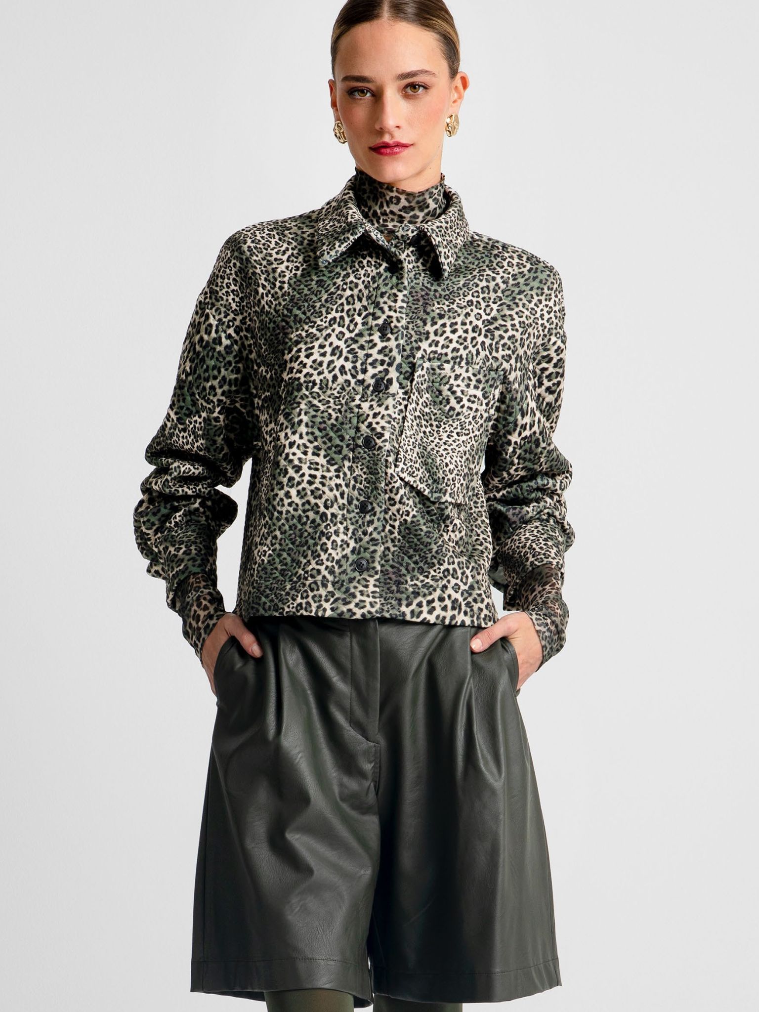 e shop (5) Πουκάμισο Giulia πράσινο animal print - Image 1