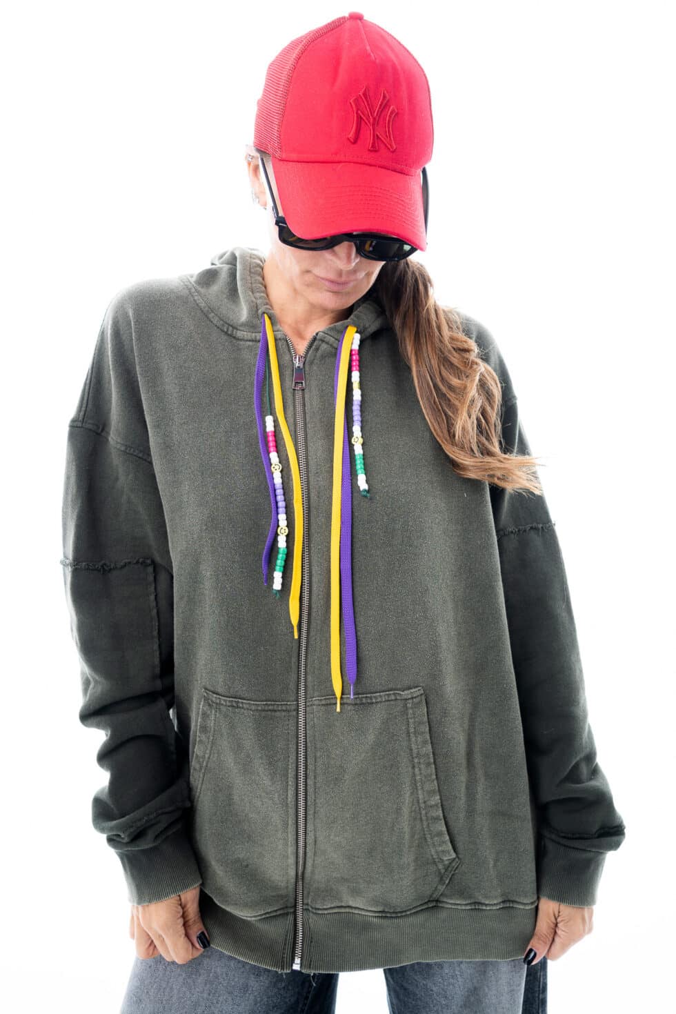 KOV09294-980x1470 Φούτερ ζακέτα Heart χακί - Image 1