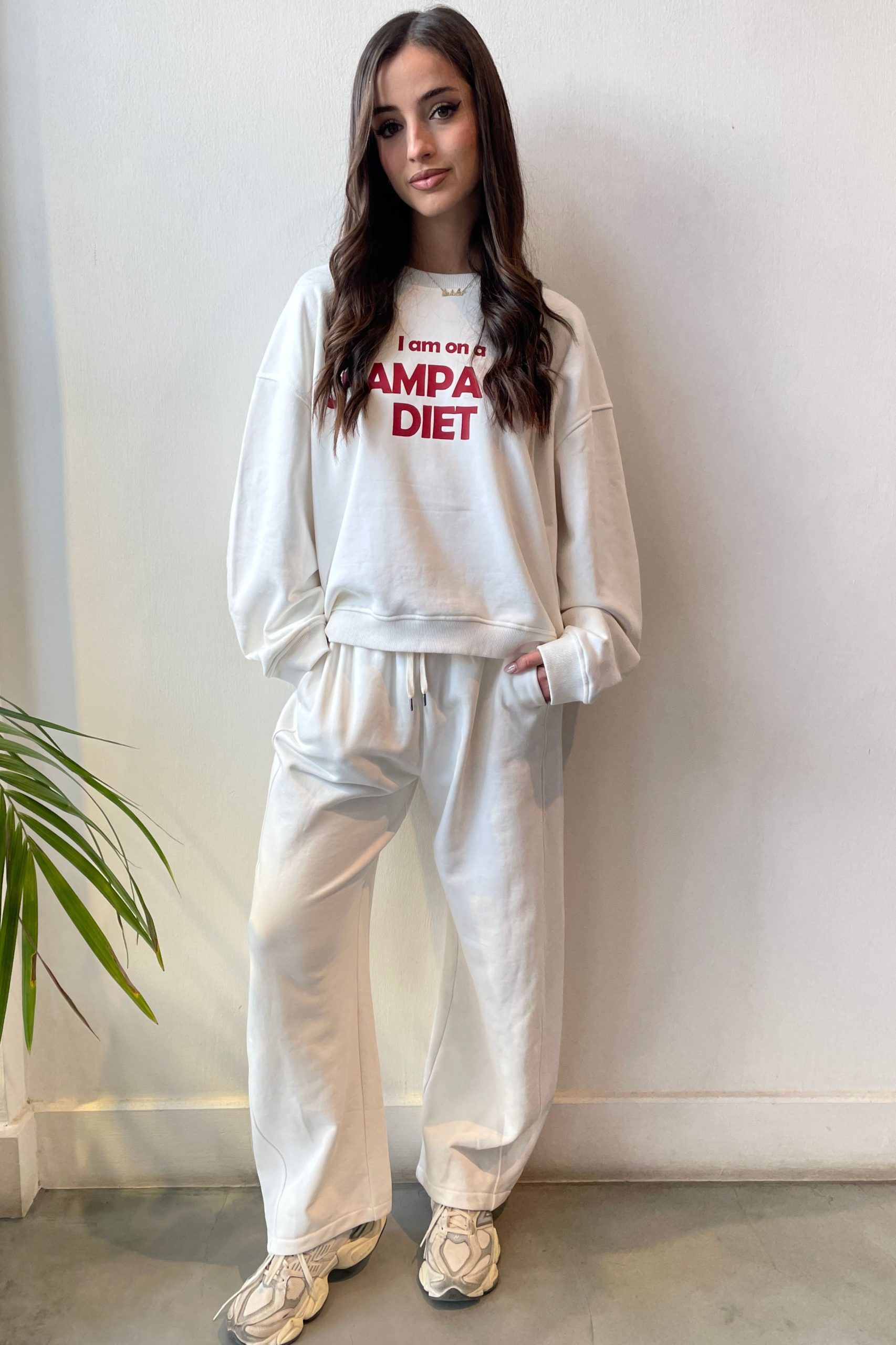 e-shop(17) Παντελόνι φόρμας barrel λευκό - Image 1