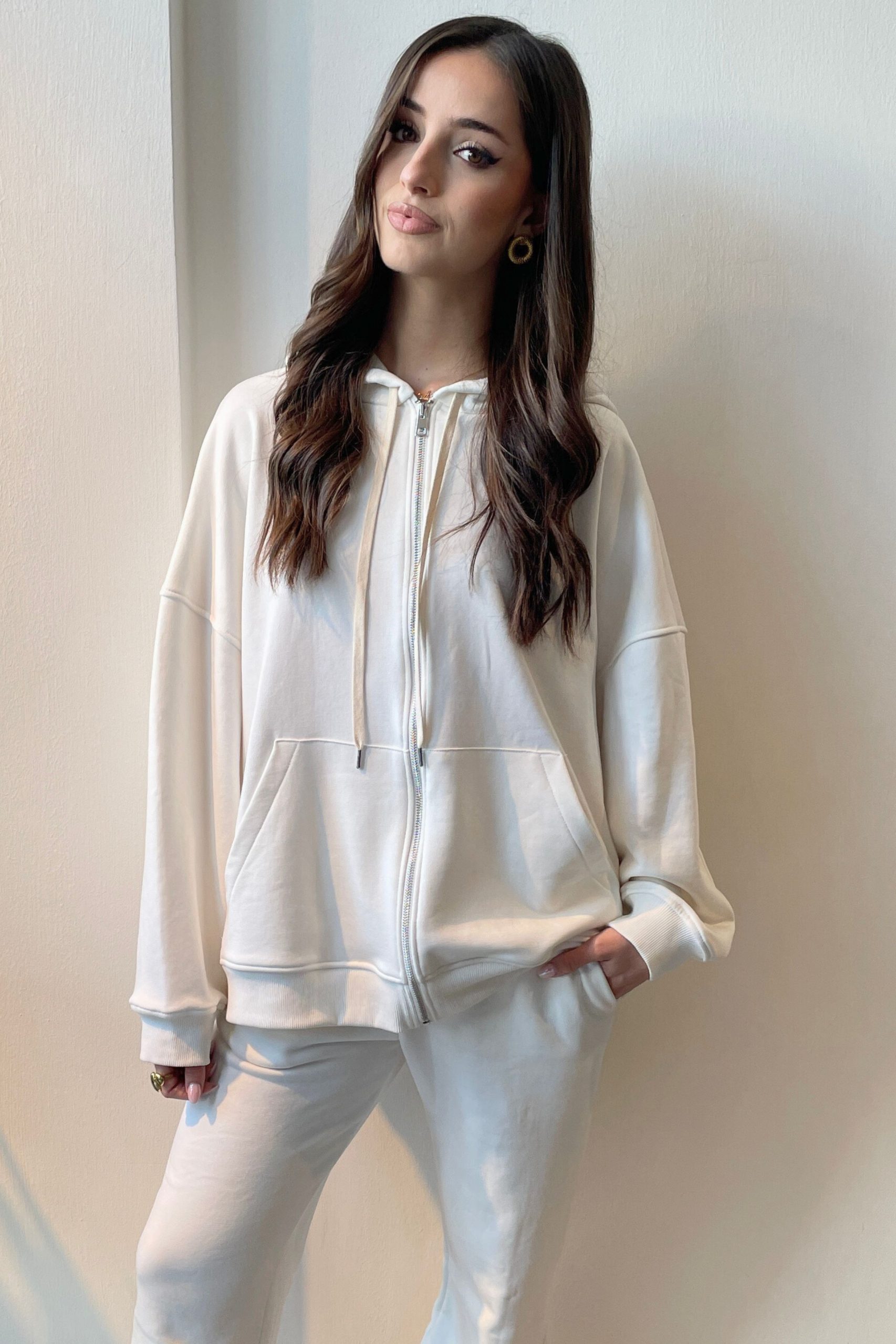 e-shop(3) Ζακέτα φούτερ λευκή - Image 1