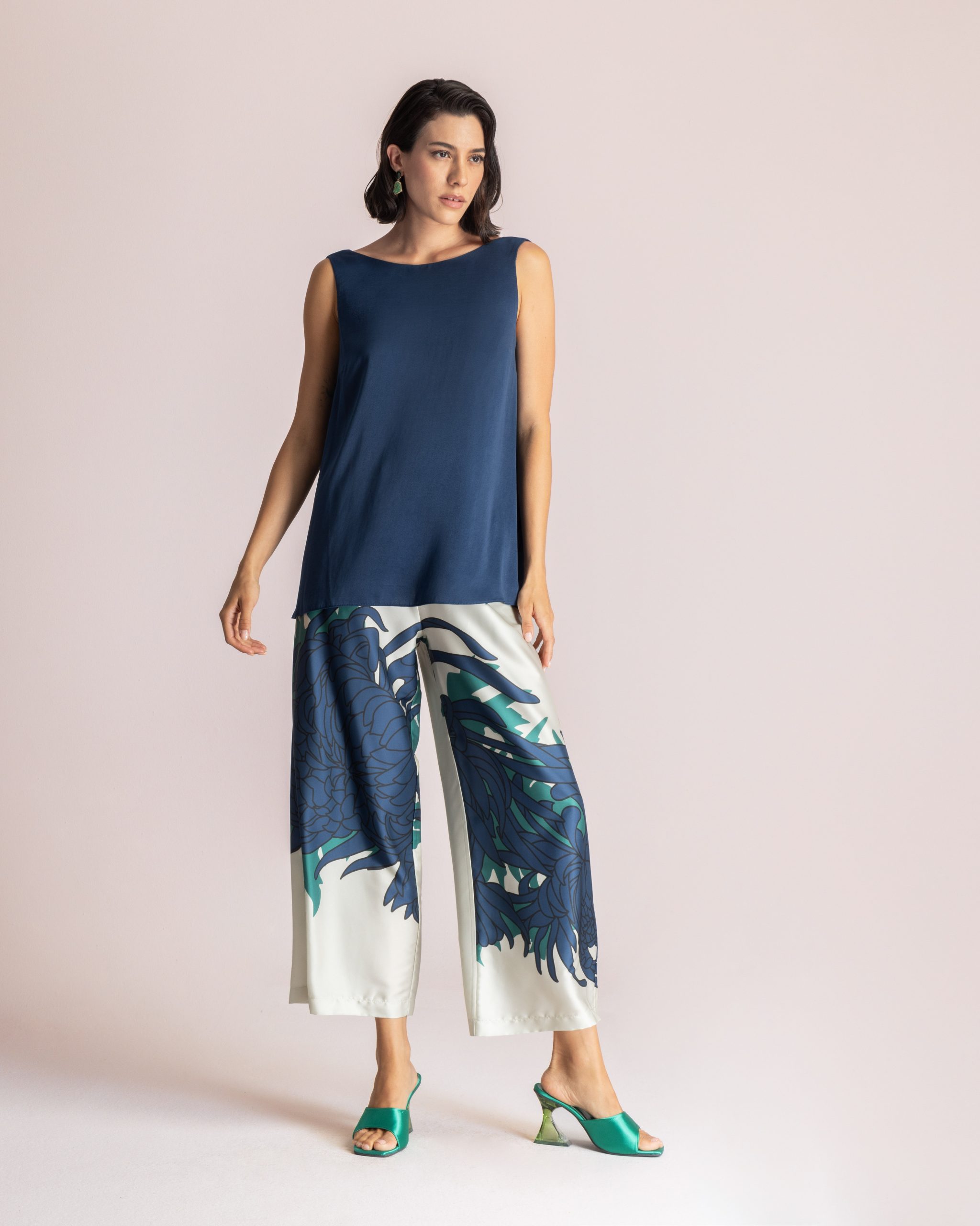 MOUTAKI LOOK BOOK8728 Αμάνικο τοπ Cilia μπλε - Image 1